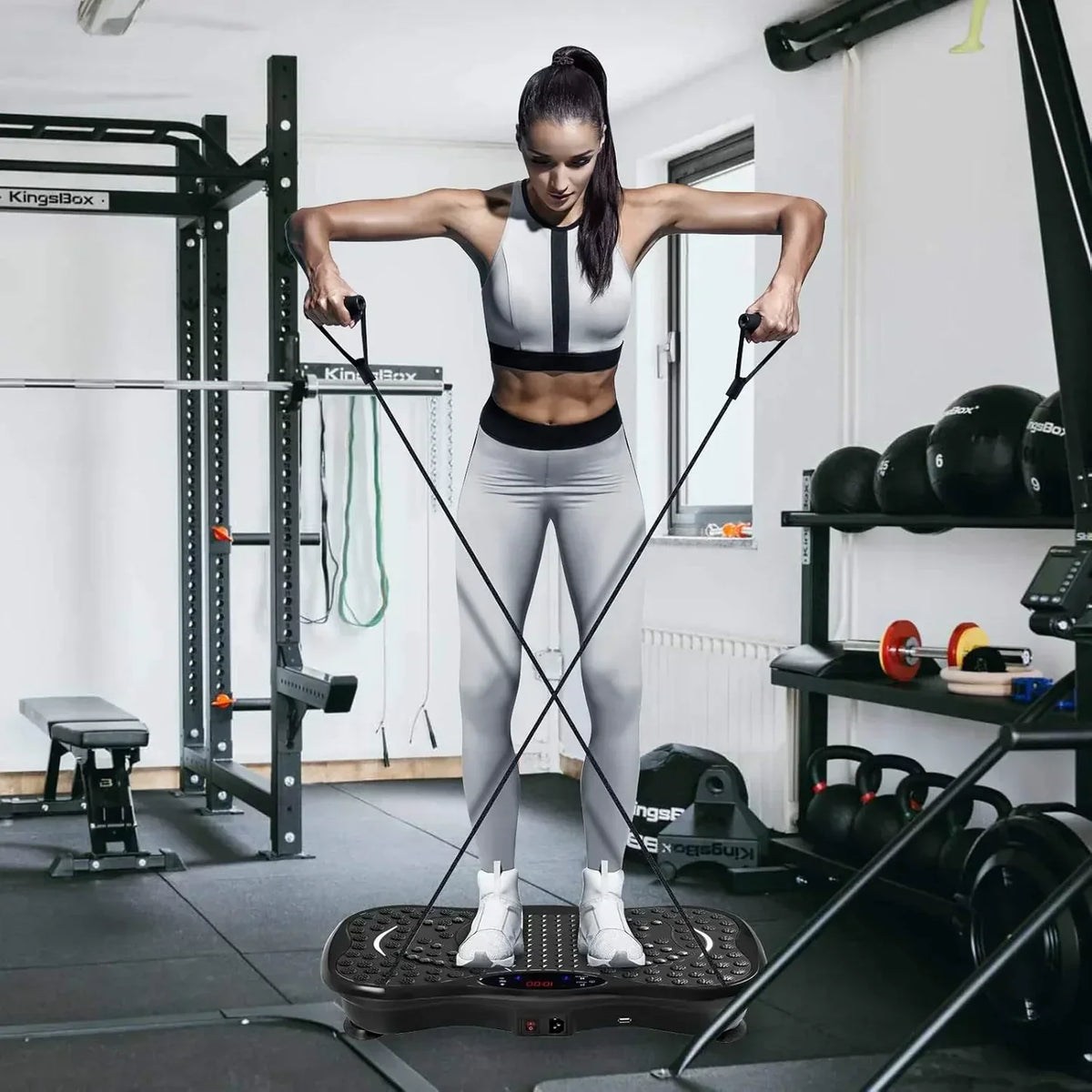 Full Body Vibration Exercise Machine with Remote Control and LED Display