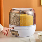 360° Rotating Dry Food Dispenser, Grain Dispenser for Rice Storage Kitchen