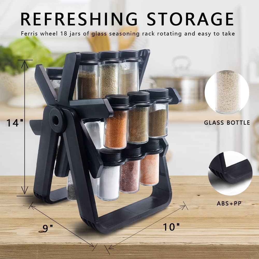 18 Pcs Rotating Spice Jar Set