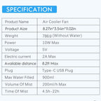 Portable Air Conditioner Fan with 3 Wind Speeds, Personal Cooling Fan, Air Cooler, Camping Air Conditioner