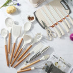 Get Parcel™ 19 PCs Silicon Cooking & Knife Set  and Cutting Board Hot Selling Item