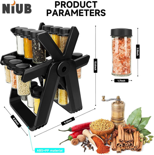 18 Pcs Rotating Spice Jar Set