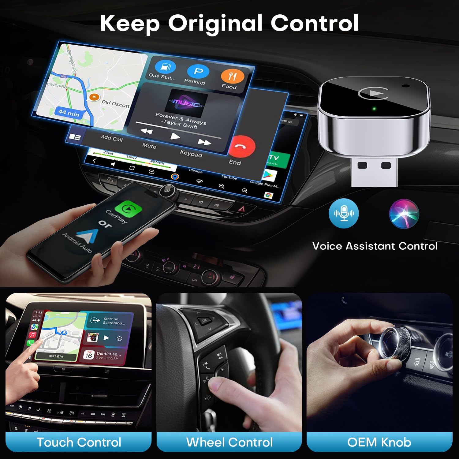 2-in-1 Wireless CarPlay and Android Auto Adapter