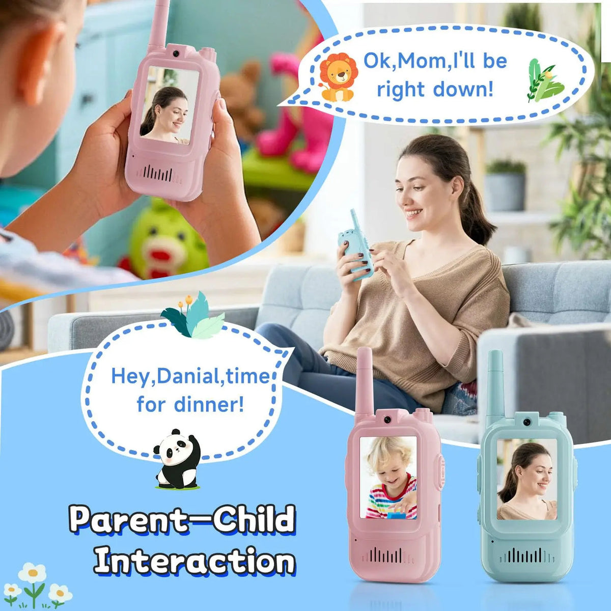 2Pcs Rechargeable Kids Video Walkie Talkie