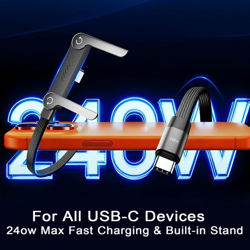 240W SuperCharge 360° Rotating Invisible Stand Detachable 2-in-1 Charging Cable