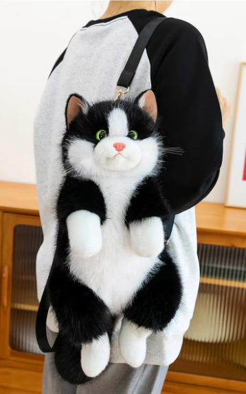 Realistic Plush Cat Backpack bag 😺