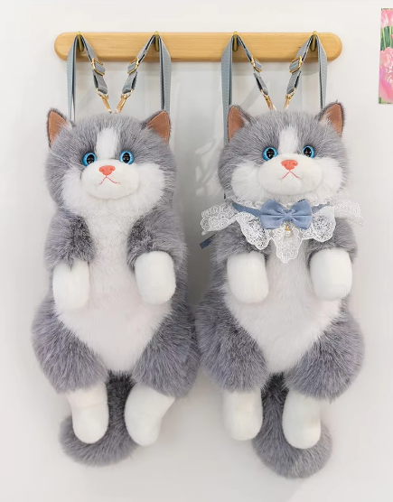 Realistic Plush Cat Backpack bag 😺