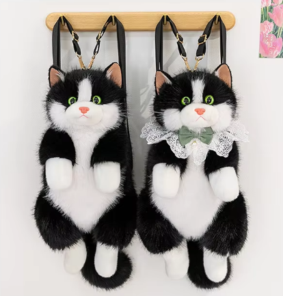 Realistic Plush Cat Backpack bag 😺