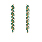 Micro-inlaid Green Zircon Wheat Earrings With A Personalized Long Tassel Design
